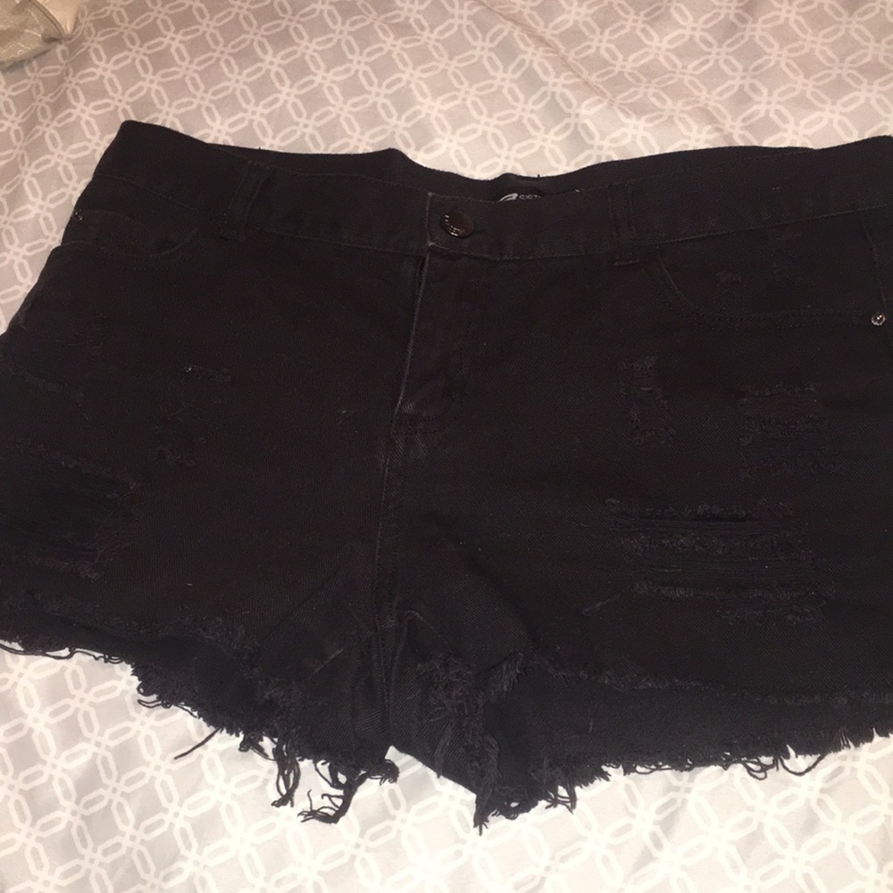 Black ripped Jeans shorts S
